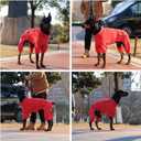 Lovelonglong Warm Dog Coat, Windproof Jacket for  Dogs, 4 Legged Fleece Winter Coat with Zippered Closure, Red XXXXL