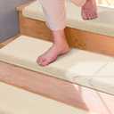 Brakki Bullnose Carpet Stair Treads, Stair Treads for Wooden Steps, 14pcs | Non Slip and Washable, Stair Rug for Indoor Runner and Pets, Soft Edging Staircase Protectors, L29.5" x W9.5", Cream White