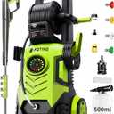 5000PSI Pressure Washer with Adj-8-Level Touch Screen, 34" Tall Power Washer, 4 Quick Connect Nozzles, Inlet Hose&Filter&500mlFoam Cannon for Cars/Fences/Driveways, Green
