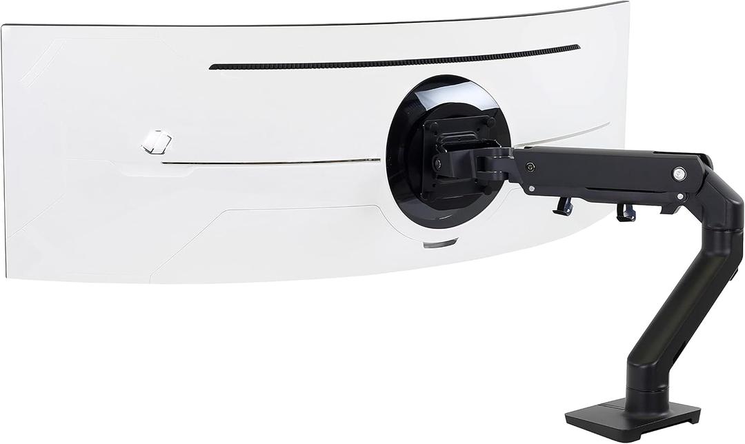 Ergotron HX HD Premium Heavy Duty Gaming Monitor Arm, Single Monitor Desk Mount for 1000R Curved Ultrawide Monitors Up to 49 Inches, 28 to 42 lbs, VESA 75x75mm or 100x100mm HD Pivot, Matte Black, HD Pivot