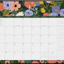 Desk Calendar 2025 with Desktop Mat, Cabbrix Large Desk Pad Calendar 22 x 17 Inch Cover 12 Months Runs From July 2025 to June 2026, Floral Design Calendar 2025 for Home School and Office (Black, 22" x 17")