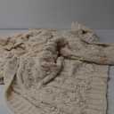 Battilo Cream White Ivory Throw Blanket for Couch, 51x 67 Inch, Woven Chenille Knit Throw Blanket for Chair, Super Soft Warm Decorative Textured Throw Blanket for Bed, Sofa and Living Room.