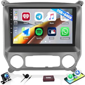 2G+64G Car Stereo Radio for Chevy Silverado & GMC Sierra 2014-2018, Wireless CarPlay & Android Auto, Android 13 Head Unit, 10" Touch Screen Radio with Bluetooth GPS Wi-Fi RDS FM HD Backup Camera