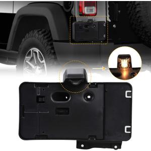 JeCar Fit for JK License Plate Holder Frame with Light Rear License Plate Mounting Bracket Compatible with 2007-2017 Jeep Wrangler JK JKU Sahara Rubicon X Sport & Unlimited