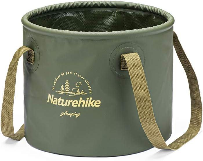 Naturehike Multifunctional Collapsible Water Basin, Folding Tub, Portable Bin, Lightweight Foldable Bucket with Handles for Camping, Dish Washing, Laundry, Fishing, Hiking (10L, Army Green)
