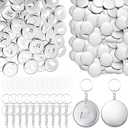 Tondiamo 50 Sets 58 mm/ 2.25 Inch Button Making Keychains Supplies Metal Button Badge Sets Including Metal Shell, Plastic Film, Backing Parts, Keychain for Maker Machine DIY Gifts (Bottle Opener)