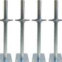 4 Pack Adjustable Leveling Jacks Feet Screw Jacks Hollow with Base Plate for Baker-Style Scaffolding Equipment, Silver
