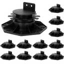 12Pack Adjustable Deck Support, High Load Deck and Floor Support Pedestals for Floating Deck Platform Deck Floor Height Adjustable Range from 1-1/5" to 2-3/10", Black