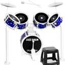 Toy Drum Set for Kids Toddler Jazz Drum Kit with 5 Drums Musical Instruments Toys for 3 4 5 Year Old Boys Girls Gifts Ages 3-5