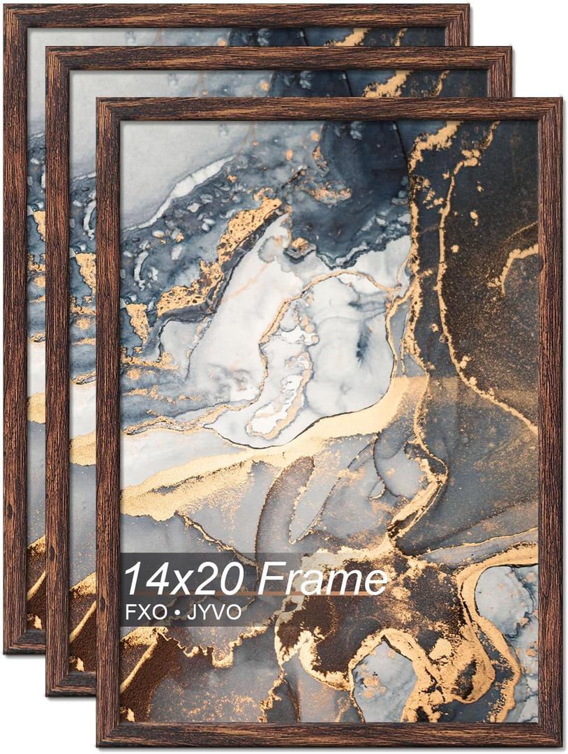Fxojyvo 14x20 Picture Frame Set of 3 Brown Engineered Wood Wall Hanging
