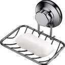 Bar Soap Holder for Shower Wall, Stainless Steel Strong Vacuum Suction Cup Shower Soap Dish, Rustproof Wall Mouted Square Soap Sponge Holder Tray for Bathroom & Kitchen Sink, 2 Pack, Graphite