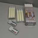 Battery Operated Flameless Taper Candles with Two Remote Timer, 6.4" LED 3D-Wick Window Candles, Flickering Long-Lasting Warm Light Electric Pack of 6 Flameless Candlesticks (0.78" Dia, Ivory)