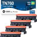 TN760 Toner Compatible with Brother TN760 TN-760 TN730 TN-730 Toner Cartridge High Yield to Work with MFC-L2710DW MFC-L2750DW DCP-L2550DW HL-L2350DW HL-L2395DW HL-L2370DW Printer, 4 Pack