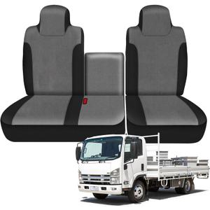 SAPUBK Custom-Fit Front Seat Cover Replace for 2006-2025 Isuzu NPR 40/60 Split Bench, Front Knitted Fabric with Back Soft Foam Lining Airmesh Breathable Seat Cover