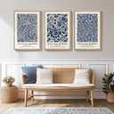 Framed Large Blue William Morris Wall Art Set of 3, Vintage Botanical Floral Canvas Wall Decor Painting, Farmhouse Aesthetic Artwork Prints for Living Room, Bedroom, Hallway, Office, Total Size 30x60