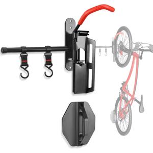 Bike Storage Rack Wall Mount,Swivel Vertical Mountain Road Bike Rack Hanger For Garage Indoor Use,Heavy Duty Metal Bicycle Storage Rack Holder Space Saving W/Extendable Storage Hook,Holds Up to 77lbs