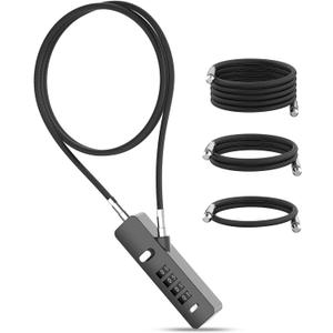 Combination Lock, 4-Digit Steel Cable Locks with Code, Locks for Lockers with 3 Lengths Cables for Bikes, File Cabinets, Wardrobes, Small Fences, Refrigerator Door (Gray-1pc)
