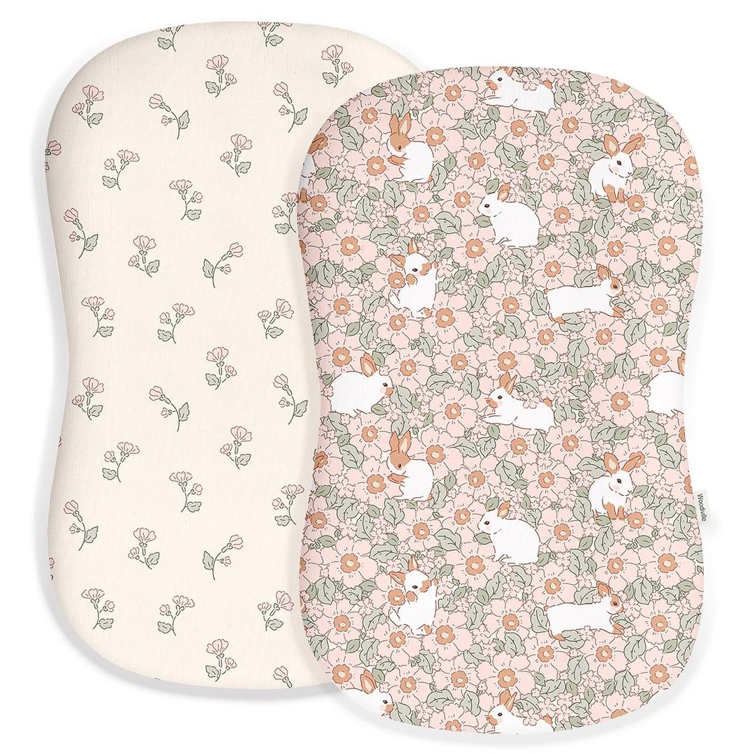 Baby Lounger Cover for Boys and Girls, Soft Breathable Polyester Cover, Fits Most Lounger Pillows, Cute Patterns, Durable and Machine Washable (Bunny Garden, Envelope)