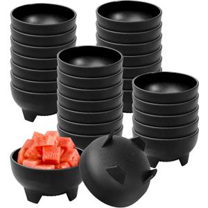 28 Pack 10.6 oz Mexican Salsa Bowls, Small Guacamole Containers, Plastic Salsa Bowl for Serving Parties, Chips, Dip, Nuts, Candy, and Sauce Set (Black)