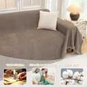 MYSKY HOME Couch Cover for Dogs, Washable Couch Covers, Non Slip Couch Sofa Cover, Couch Cover 2 Cushion Sofa Dogs Furniture Protector with Tassels Chenille Sofa Covers for Pets, 71"x118", Sand