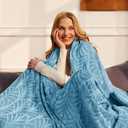 Whale Flotilla Flannel Fleece Throw Blanket for Couch, Soft Fluffy Velvet Sofa Blanket, Decorative Vintage Pattern, Cozy Warm Lightweight for Spring Summer, 50x60 Inch, Stone Blue