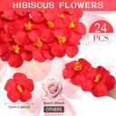 Hotop 24 Pcs Artificial Hibiscus Flowers Red Hawaiian Fake Flowers Faux Tropical Hibiscus Decoration for Luau Summer Party Decor DIY Crafts Cake Favors Supplies Table Centerpieces