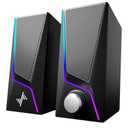 Nylavee Computer Speakers, PC Speakers with 6 Lighting Modes, USB Powered Computer Speakers for Desktop PC with 2 Bass-Boost Ports, 2 Speaker Units, and 3.5mm Aux-in for PC, Laptop, Monitor, Gaming