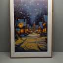 (Set of 3) Santa Claus And Reindeer Art, Rustic Winter Scene for Christmas Canvas Wall Art Print Poster For Home School Office Decor (Wood Frame) 35in. x 24in.