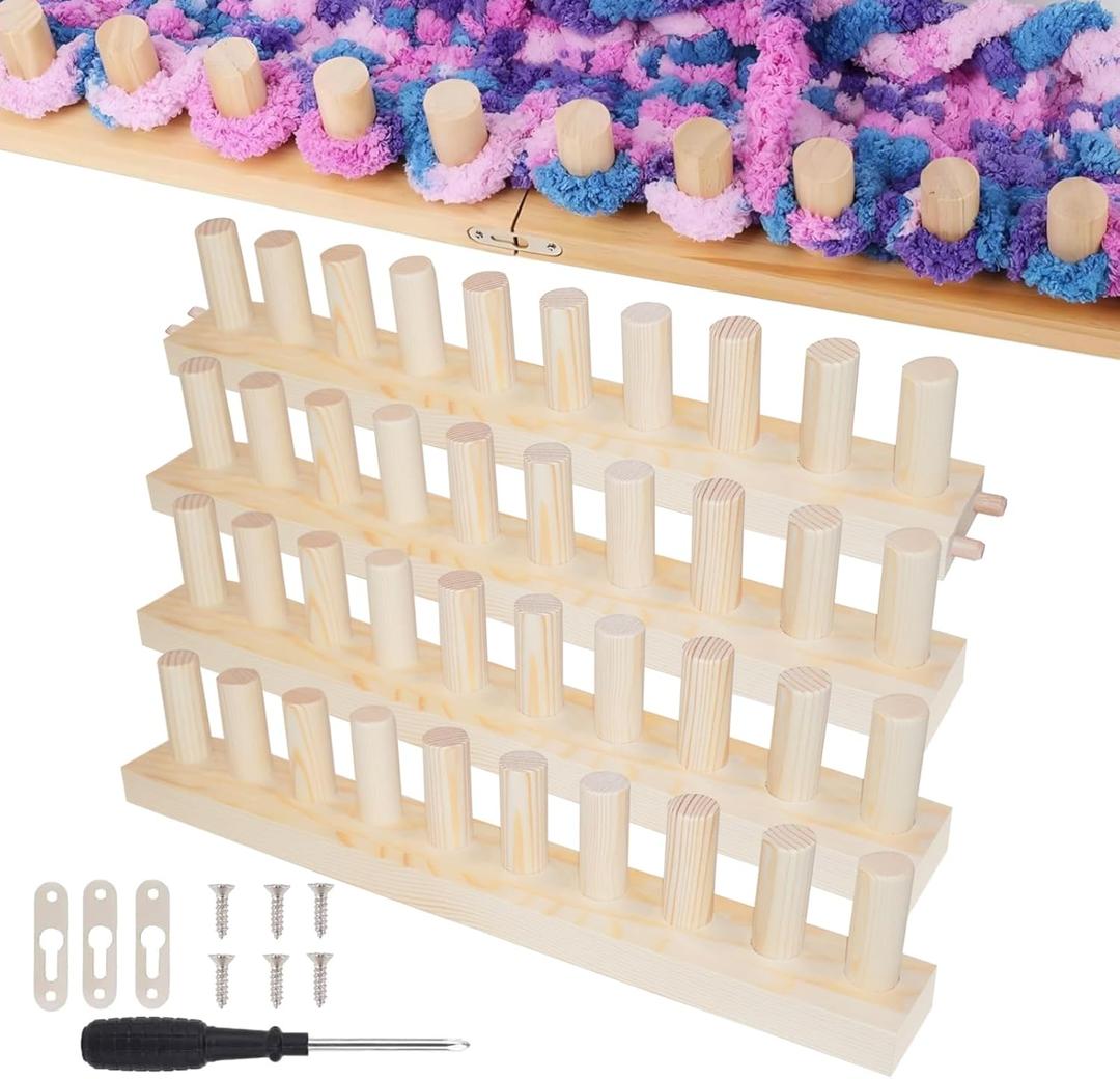 PULJOGDE 62" Chunky Blanket Loom,Wooden Loom for Chunky Blanket, Loom for Chunky Yarn, Frame Beginner Friendly Yarn Craft for Home Decor & Large Throw Blankets