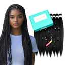 1# Jet Black Pre Stretched Braiding Hair 20 Inch 8 Packs Long Jet Black Braiding Hair Pre Stretched Professional Prestretched Braiding Hair Extensions Synthetic (1#, 20 Inch (pack of 8))