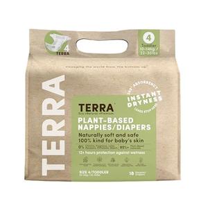 Terra Size 4 Diapers: 85% Plant-Based Diapers, Ultra-Soft & Chemical-Free for Sensitive Skin, 22-30 Pounds, 18 Count (Pack of 8)
