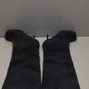 Women's Knee High Suede Boots for Women Wide Calf Square Toe Stiletto Heels Tall Boots Pull On High Heel Long Booties (9, Black)