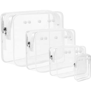 4 Packs Clear Bogg Beach Tote Bag Accessories suitable for Bogg Bag Insert Bag Travel Cellphone Makeup Clean Toiletry Brush Organizer Cosmetic Divider Storage Inner Pouch -Black (White)