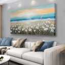 Belmrxne Large Ocean Art White and Blue Canvas Painting Modern Wall Decor Landscape Canvas Wall Art for Living Room Bedroom Dining Room Office Home Decor 30x60 inch