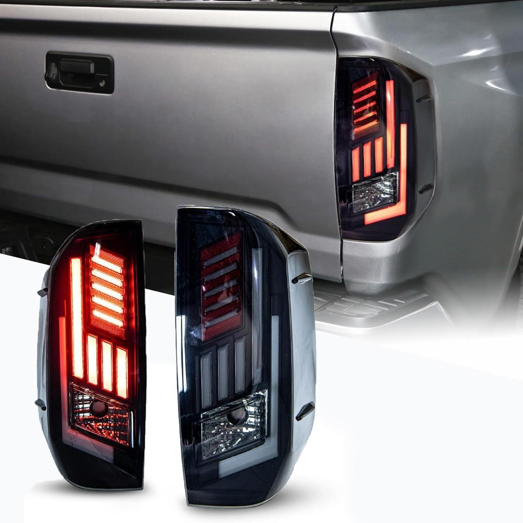 WOLFSTORM LED Tail Lights Fit for 2014-2021 Toyota Tundra, Tail Lights Assembly Replacement for Toyota Tundra Pickup,Smoked Lens