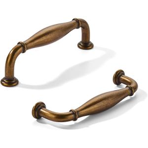 khtumeware 2 Pack 4inch(102mm) Hole Center Antique Brass Cabinet Pulls Solid Heavy-Duty Tradition Handles Hardware for Bathroom Dressers Pull cabinets wardrobes Closet Doors