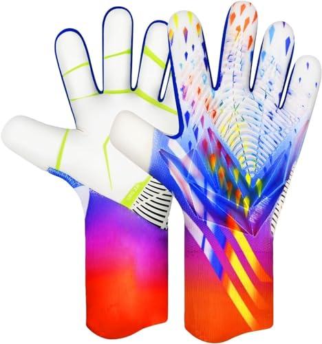 QUICARD Soccer Goalkeeper Gloves, Ultimate Grip Football Goalie Gloves with Size 6/7/8/9/10, Strong Receiver, American Football for Men, Boys, Youth, Adult, Kids and Small Hands (White, 7)