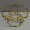 Metal Wire Fruit Bowl, 9 inch Gold Metal Fruit Basket Bowl Countertop Fruit Holder Stand Decor Pedestal Serving Bowls for Fruits Breads Vegetables Snacks (Small)