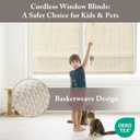 Madison Park Galen Matte Linen Cordless Roman Shades - Fabric Privacy Single Panel Darkening, Energy Efficient, Thermal Insulated Window Blind Treatment, for Home, Living Room Decor,   Room Darkening, Basketweave Matte Linen, 34"W x 64"H