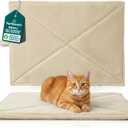 FurHaven ThermaNAP Self Warming Cat Mat, Dog Bed for Crates with Self-Warming Technology for Cozy Rest, Fully Machine Washable, Small, Plush Faux Fur, Cream