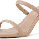 Shoe'N Tale Women's Strappy Heels Kitten Heeled Mules Two Straps Square Open Toe Slip On Sandals (7)