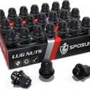 Sposuit M12x1.5 Lug Nuts - Replacement for 1989-2023 Toyota 4Runner, 2016-2021 Tacoma, 2000-2006 Tundra, 2016-2023 Hilux - OEM Factory Style Mag Seat Black Lug Nut with Washer(24 Pcs)