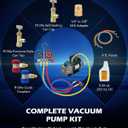 Orion Motor Tech AC Vacuum Pump and Gauge Set, 1/4 hp 3.5 cfm Vacuum Pump Manifold Gauge Kit with 3 Hoses Adapters & Accessories for R134a R12 R22 R502, A/C Vacuum Pump Kit for Auto HVAC Systems