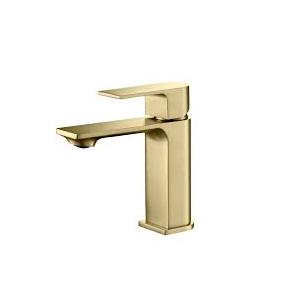 Waterfall Bathroom Faucet 1 Hole, Single Hole Bathroom Faucet, Single Handle Vanity Sink Faucet with Deck Plate, Pop-up Drain & Supply Lines, Brushed Gold