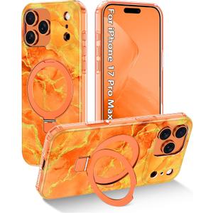 for iPhone 17 Pro Max Case,[Compatible with MagSafe][Magnetic Invisible Ring Stand],Shockproof Protective Slim Women Girl Case for Apple iPhone 17 Pro Max 6.9 inch,Gloden Orange