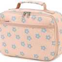 Bluboon Kids Girls Lunch Bag Insulated Lunch Box for school Corduroy Lunch Cooler Organizer School Kids Lunch Tote