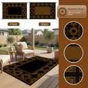 Outdoor Rug Geometric Black Brown 9x12 Waterproof | Extra Large Reversible Plastic Straw Outdoor Patio Rug 0.13" Thick for Backyard, Patio