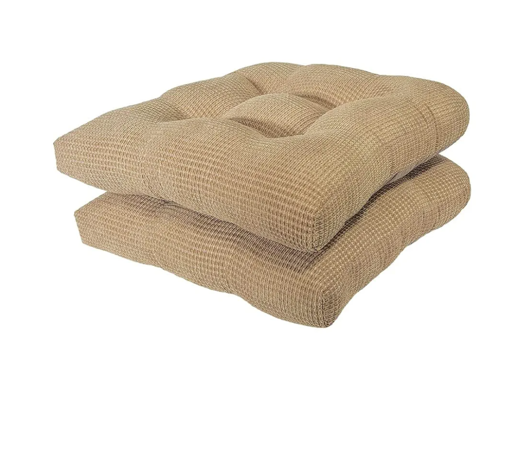 Arlee Chair Cushions for Dining Chairs, Set of 2 - Memory Foam Chair Pads, Non-Skid Backing - Durable Thick Seat Cushions for Kitchen, Office, Patio, 15.5" L x 15.5" W, Bamboo Tan