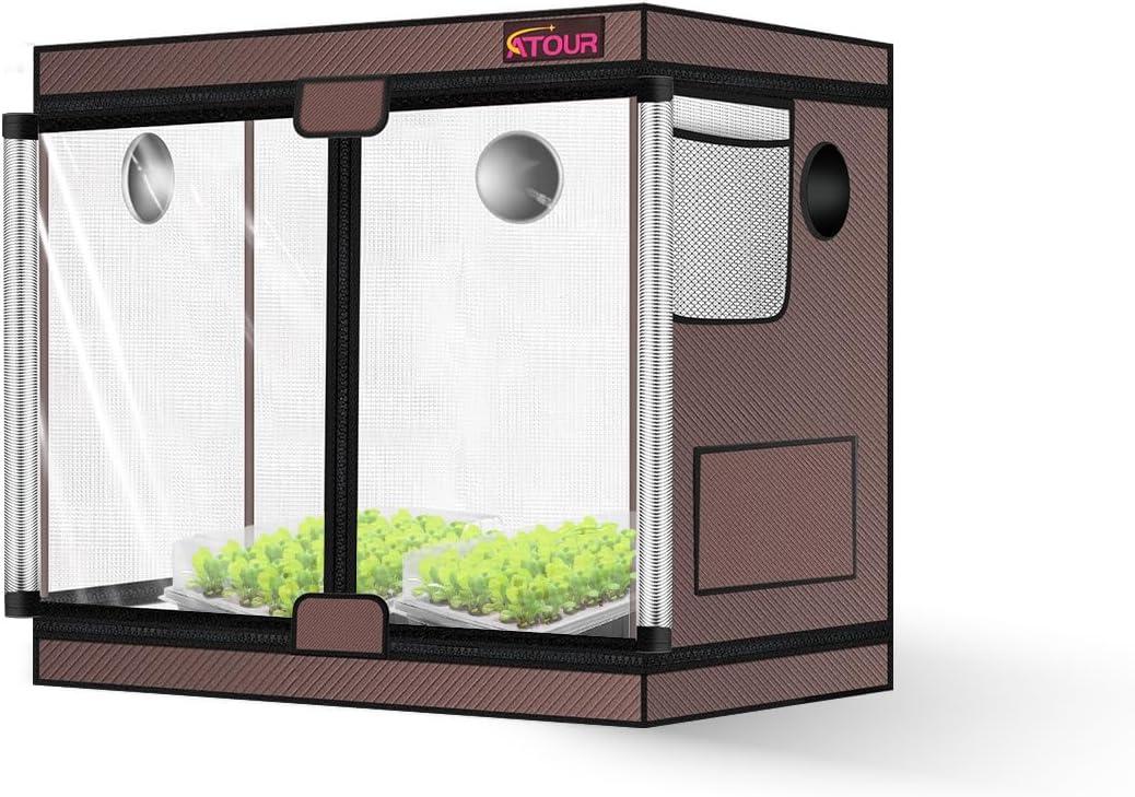 ATOUR Small Grow Tent, 32"x18"x28'' High Reflective Mylar 1680D Hydroponic Grow Tents, Waterproof Grow Tent with Double Clear Observation Door and Floor Tray, for Indoor Plant Growing