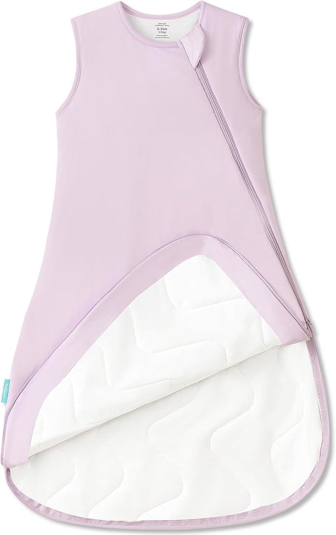 PurComfy Supersoft Sleep Sack 1.0 TOG, Premium Bamboo Viscose Baby Sleeping Bag, 2-Way Safe Zipper Sleep Sacks 15-24 Months (Lilac)